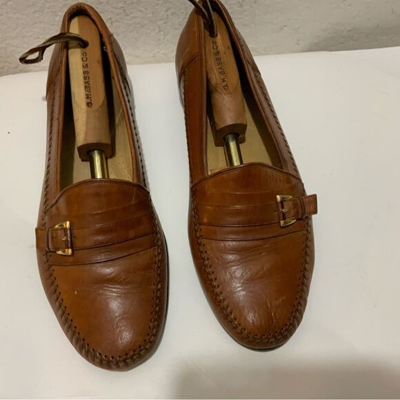 Magnanni Men\'s Brown Leather Buckle  Loafers Shoes 9 M *Made in Spain*